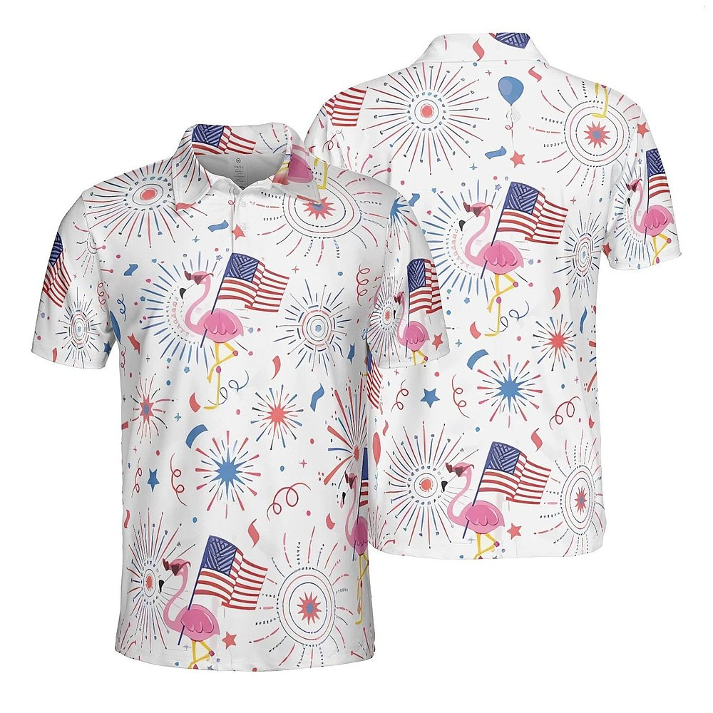 Flamingo Flag American Independence Day 4 Of July Polo Shirt Gifts For Flamingo Lovers Flamingo Flag American Independence Day 4 Of July Polo Shirt Gifts For Flamingo Lovers