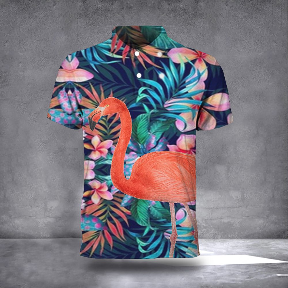 Flamingo Summer Tropical Polo Shirt Men's Flamingo Clothing Flamingo Summer Tropical Polo Shirt Men's Flamingo Clothing