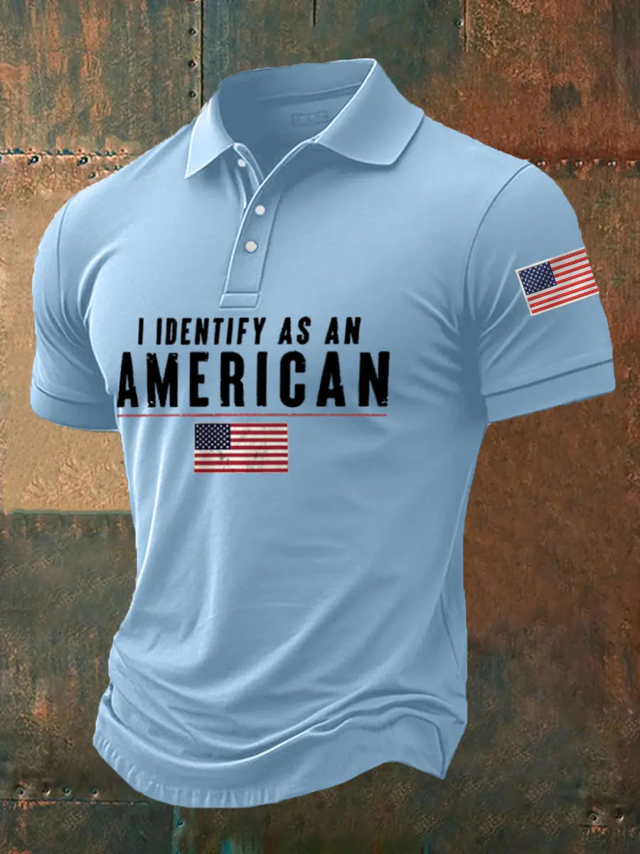 I Identify As An American USA Flag Polo Shirt Patriotic Gift for Supporters Casual Wear I Identify As An American USA Flag Polo Shirt Patriotic Gift for Supporters Casual Wear