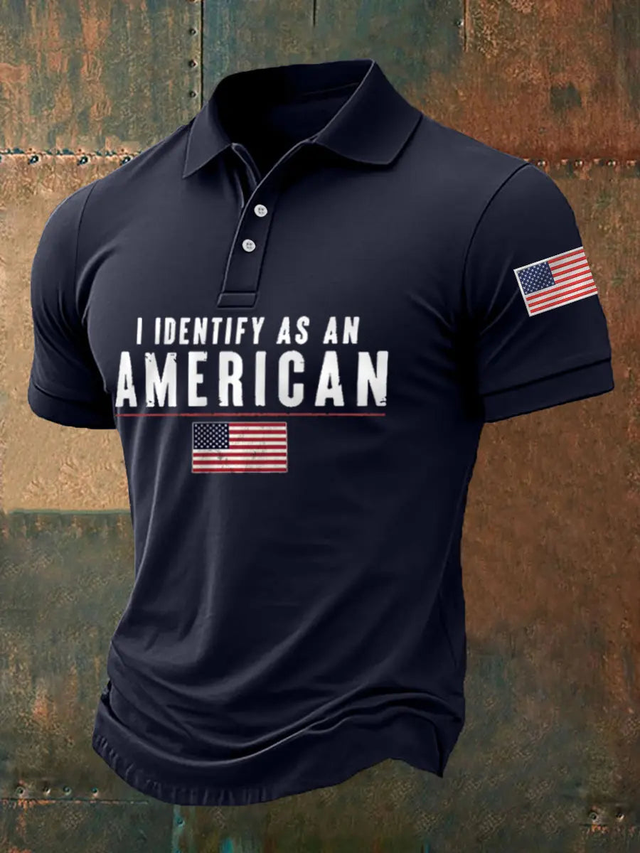 I Identify As An American USA Flag Polo Shirt Patriotic Gift for Supporters Casual Wear I Identify As An American USA Flag Polo Shirt Patriotic Gift for Supporters Casual Wear