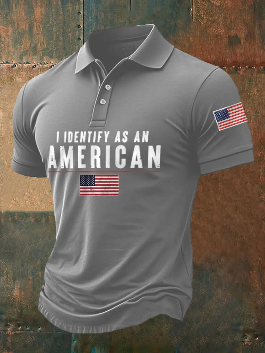 I Identify As An American USA Flag Polo Shirt Patriotic Gift for Supporters Casual Wear I Identify As An American USA Flag Polo Shirt Patriotic Gift for Supporters Casual Wear