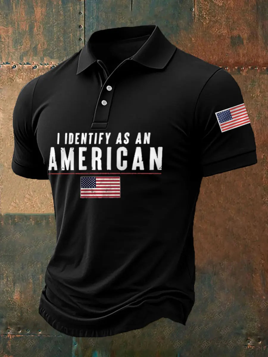 I Identify As An American USA Flag Polo Shirt Patriotic Gift for Supporters Casual Wear I Identify As An American USA Flag Polo Shirt Patriotic Gift for Supporters Casual Wear