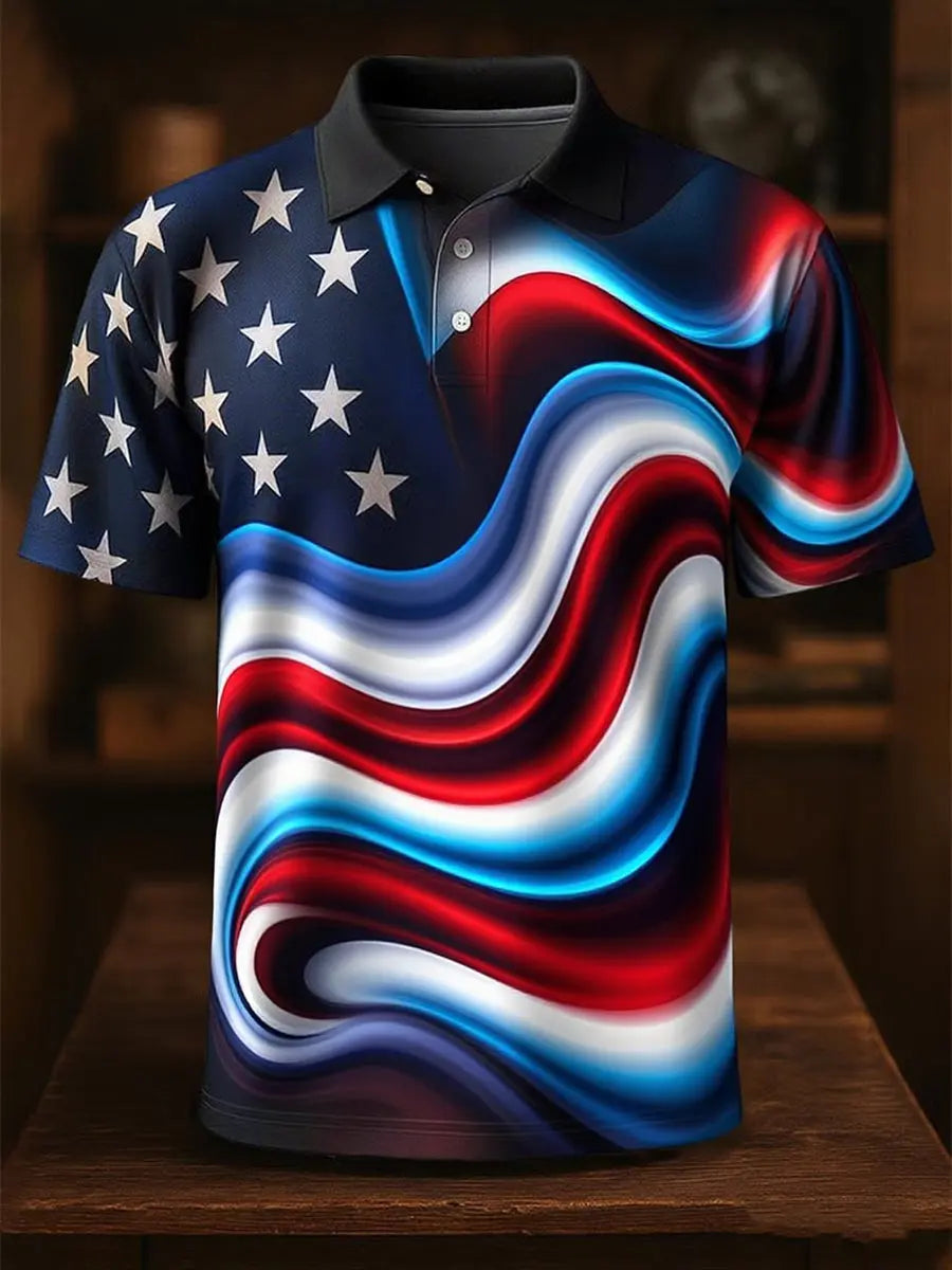 Independence Day Flag Print Polo Shirt Patriotic Gift for USA Pride Celebrations Independence Day Flag Print Polo Shirt Patriotic Gift for USA Pride Celebrations