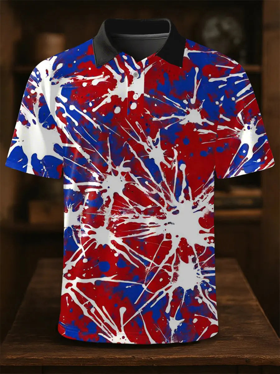 Independence Day Flag Print Polo Shirt Patriotic Gift for USA Pride Supporters Men Independence Day Flag Print Polo Shirt Patriotic Gift for USA Pride Supporters Men