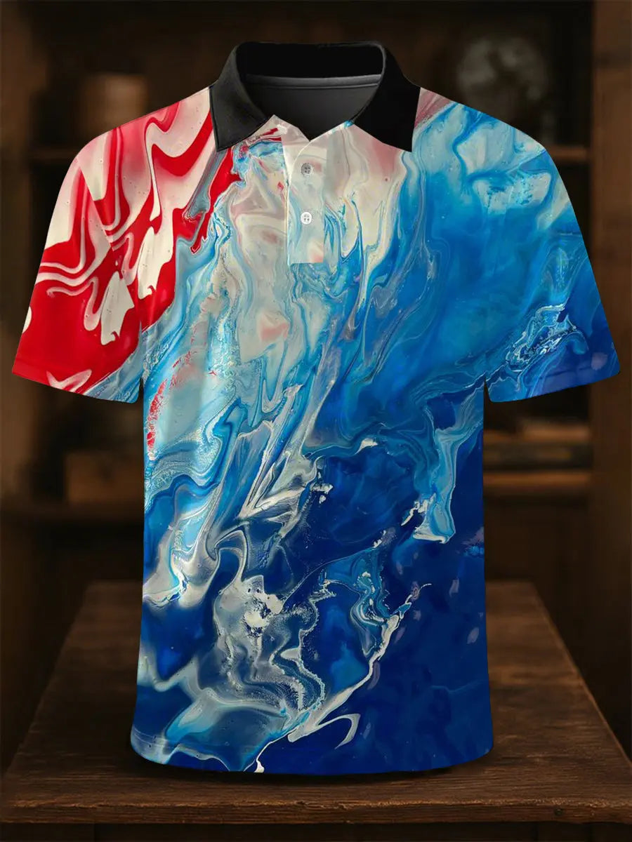 Independence Day Flag Print Short Sleeve Polo Shirt Patriotic Gift for USA Fans Independence Day Flag Print Short Sleeve Polo Shirt Patriotic Gift for USA Fans