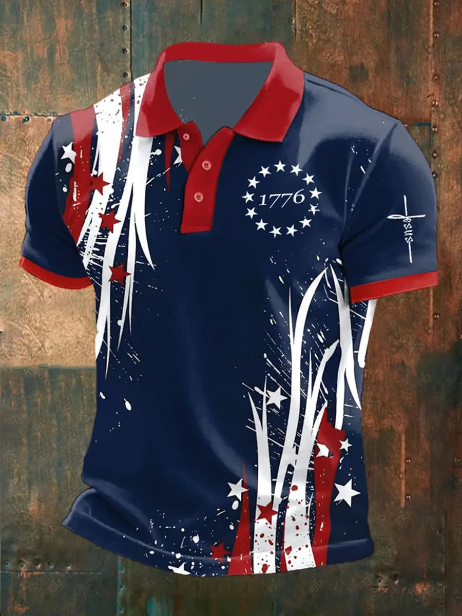 Jesus 1776 Patriotic Polo Shirt Independence Day Gift for Christian Supporters Jesus 1776 Patriotic Polo Shirt Independence Day Gift for Christian Supporters