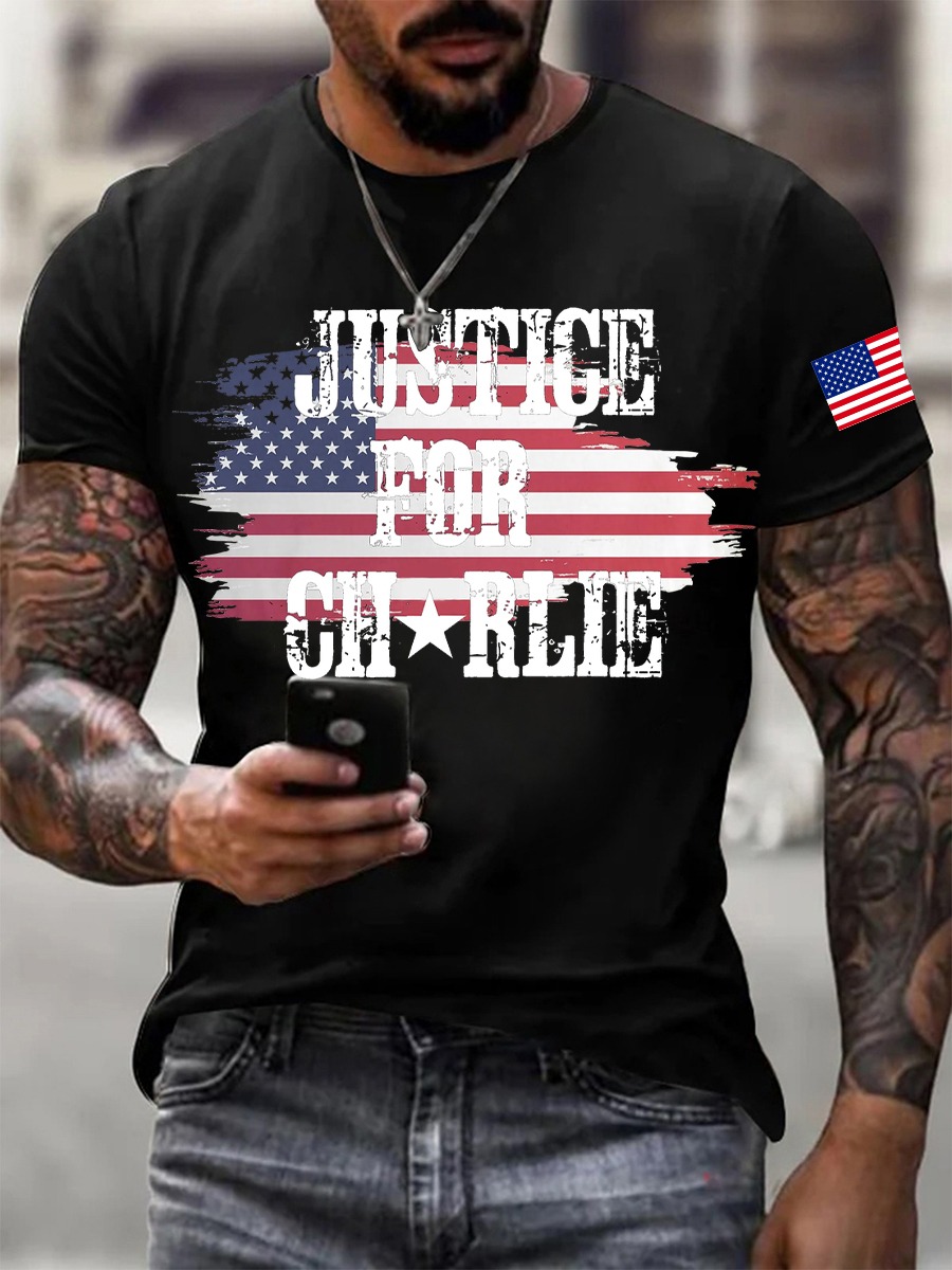 Justice For Charlie Kirk T-Shirt USA Patriotic Charlie Kirk Commemorative Shirt Gifts Justice For Charlie Kirk T-Shirt USA Patriotic Charlie Kirk Commemorative Shirt Gifts