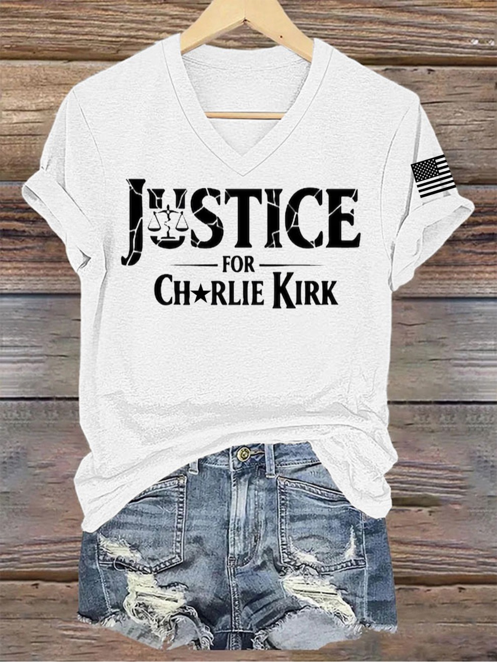 Justice For Charlie Kirk V-Neck USA Patriotic Gifts For Charlie Kirk Support Justice For Charlie Kirk V-Neck USA Patriotic Gifts For Charlie Kirk Support