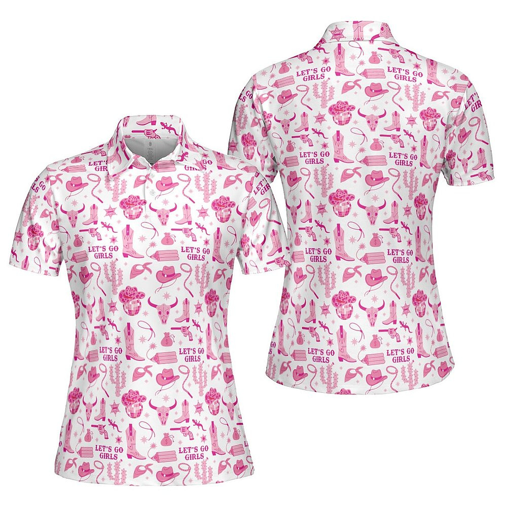 Let's Go Girls Western Golf Polo Shirt Pink Cowgirl Shirts Women's Gifts Let's Go Girls Western Golf Polo Shirt Pink Cowgirl Shirts Women's Gifts