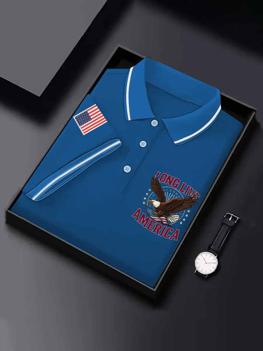 Long Live America Bald Eagle Polo Shirt Independence Day Patriotic Gift for Men Long Live America Bald Eagle Polo Shirt Independence Day Patriotic Gift for Men