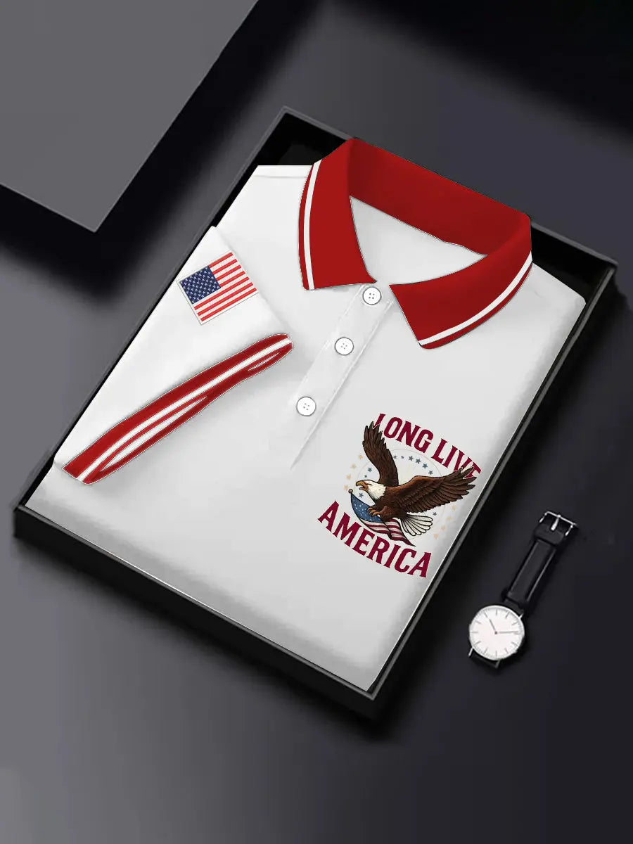 Long Live America Bald Eagle Polo Shirt Independence Day Patriotic Gift for Men Long Live America Bald Eagle Polo Shirt Independence Day Patriotic Gift for Men
