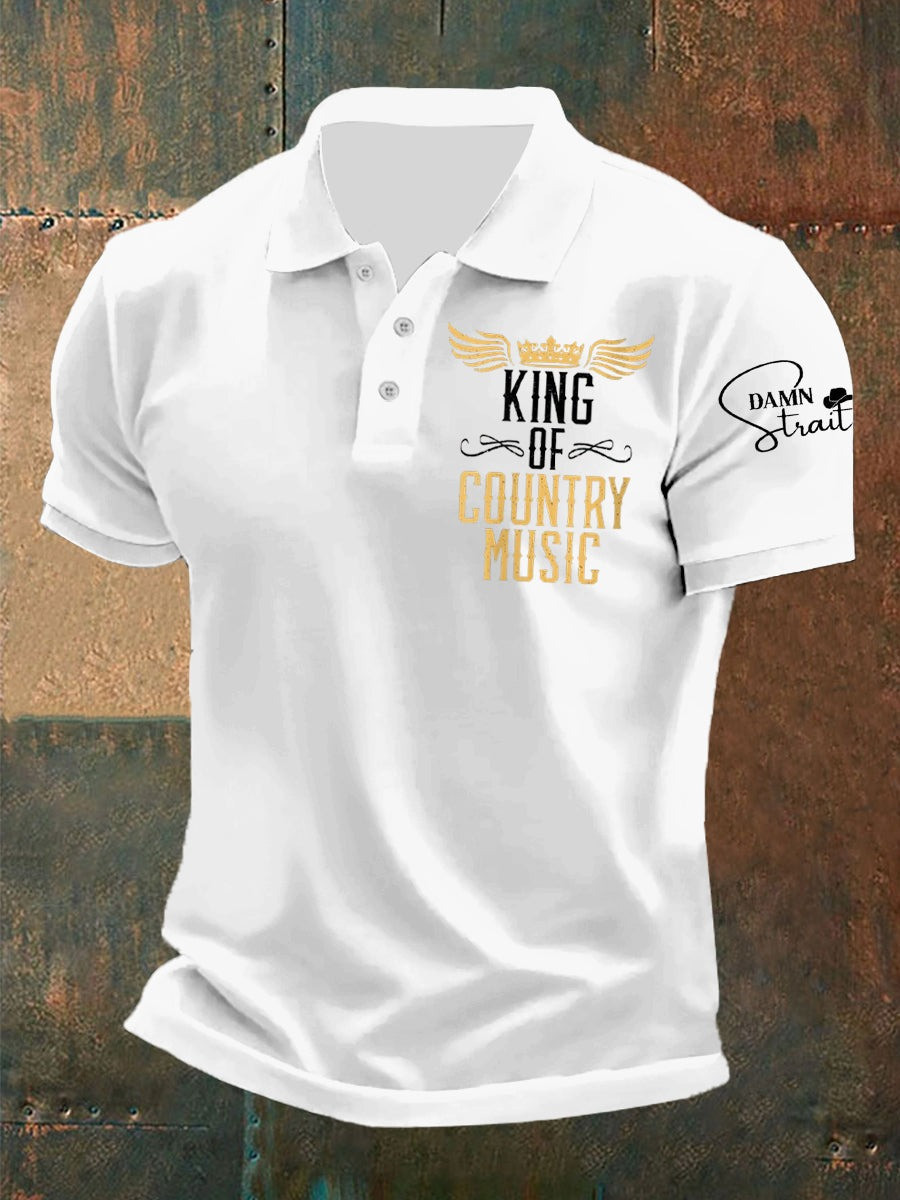 Men's Damn Strait George King Of Country Music Polo Unique Gifts For Music Lovers Men's Damn Strait George King Of Country Music Polo Unique Gifts For Music Lovers