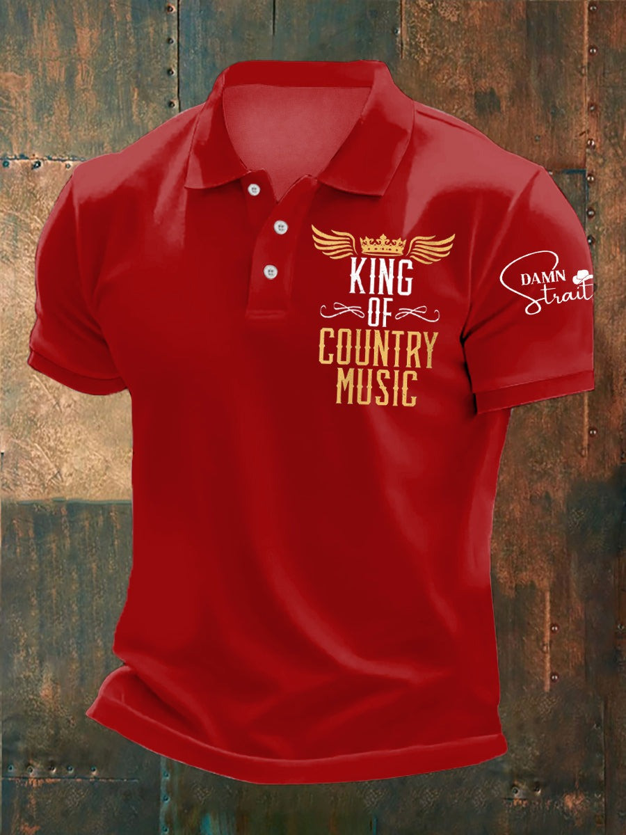 Men's Damn Strait George King Of Country Music Polo Unique Gifts For Music Lovers Men's Damn Strait George King Of Country Music Polo Unique Gifts For Music Lovers