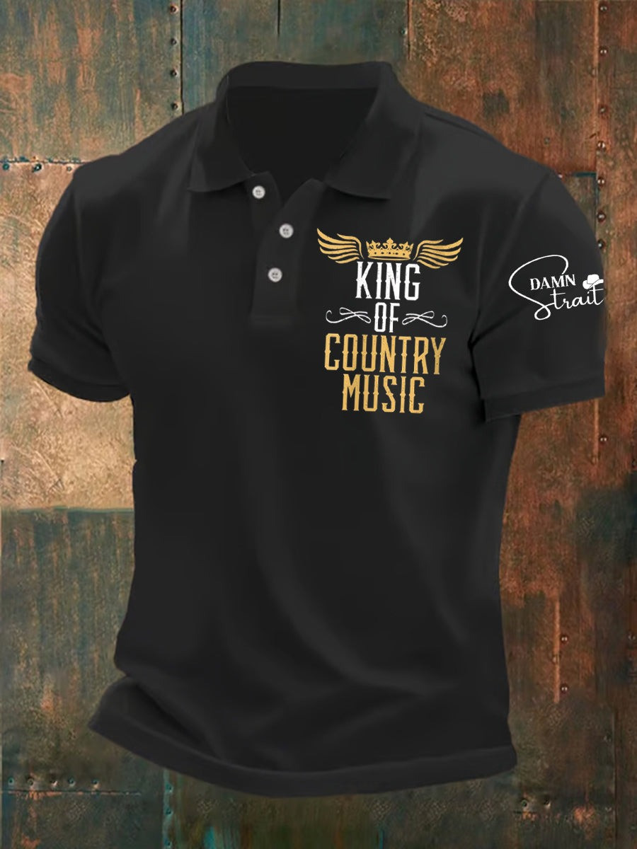 Men's Damn Strait George King Of Country Music Polo Unique Gifts For Music Lovers Men's Damn Strait George King Of Country Music Polo Unique Gifts For Music Lovers