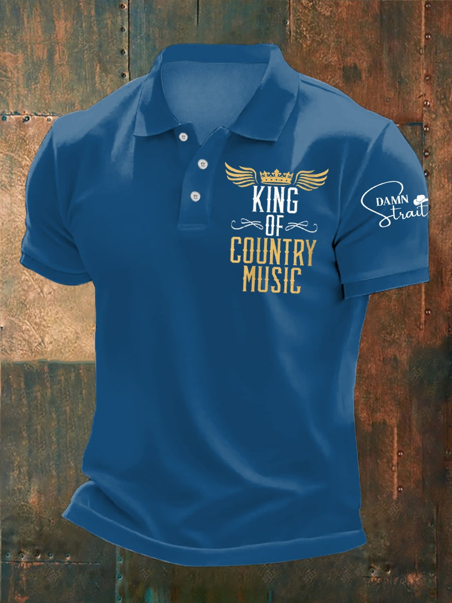 Men's Damn Strait George King Of Country Music Polo Unique Gifts For Music Lovers Men's Damn Strait George King Of Country Music Polo Unique Gifts For Music Lovers