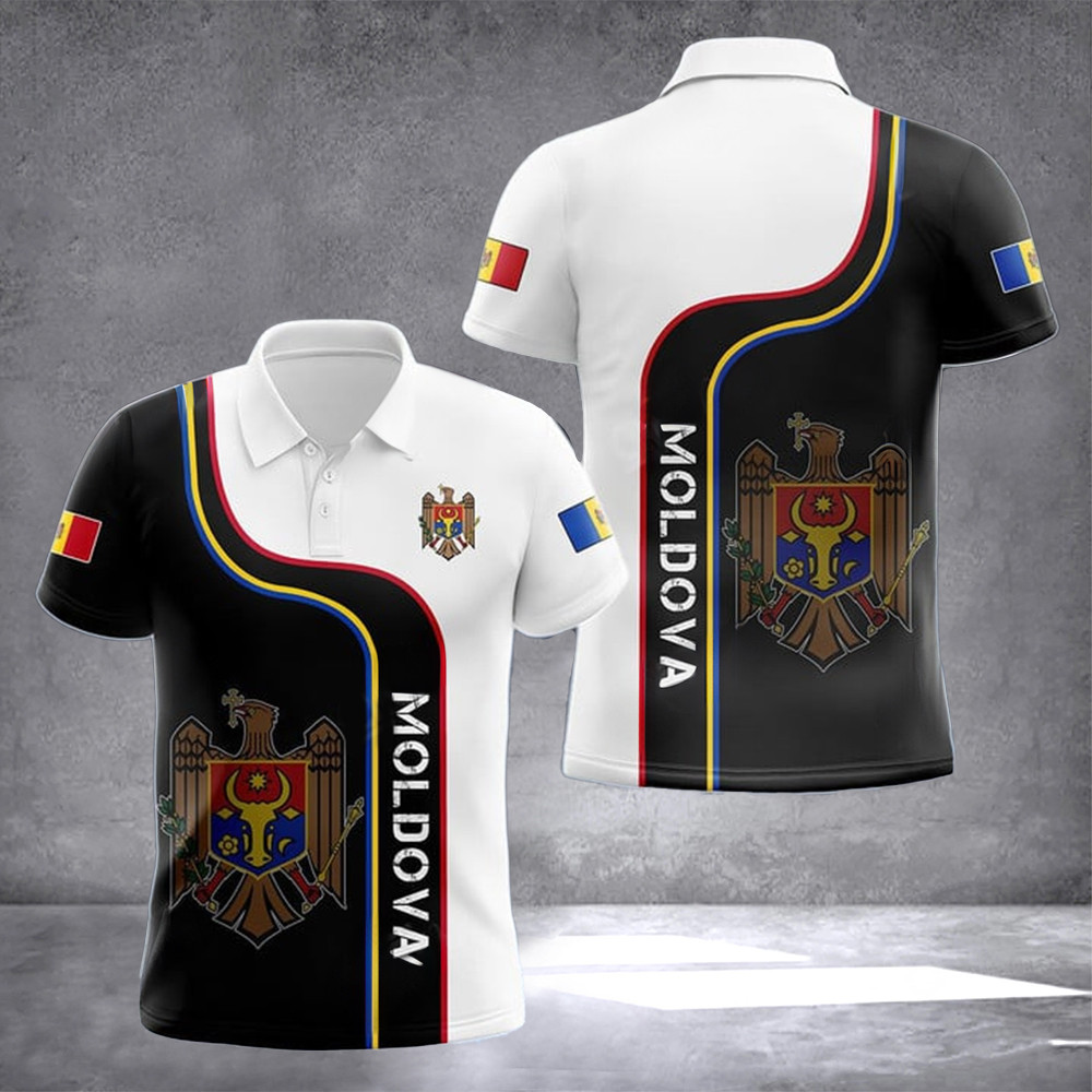 Moldova Coat Of Arms Polo Shirt Moldova Emblem Print Clothing For Men Moldova Coat Of Arms Polo Shirt Moldova Emblem Print Clothing For Men
