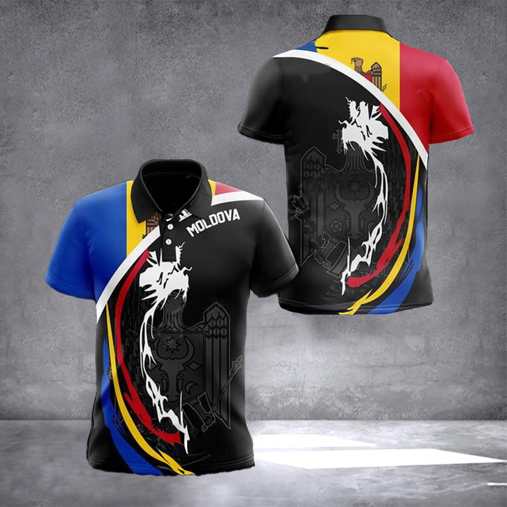 Moldova Textize Waves Polo Shirt Moldova Flag Emblem Coat Of Arms Clothing Moldova Textize Waves Polo Shirt Moldova Flag Emblem Coat Of Arms Clothing