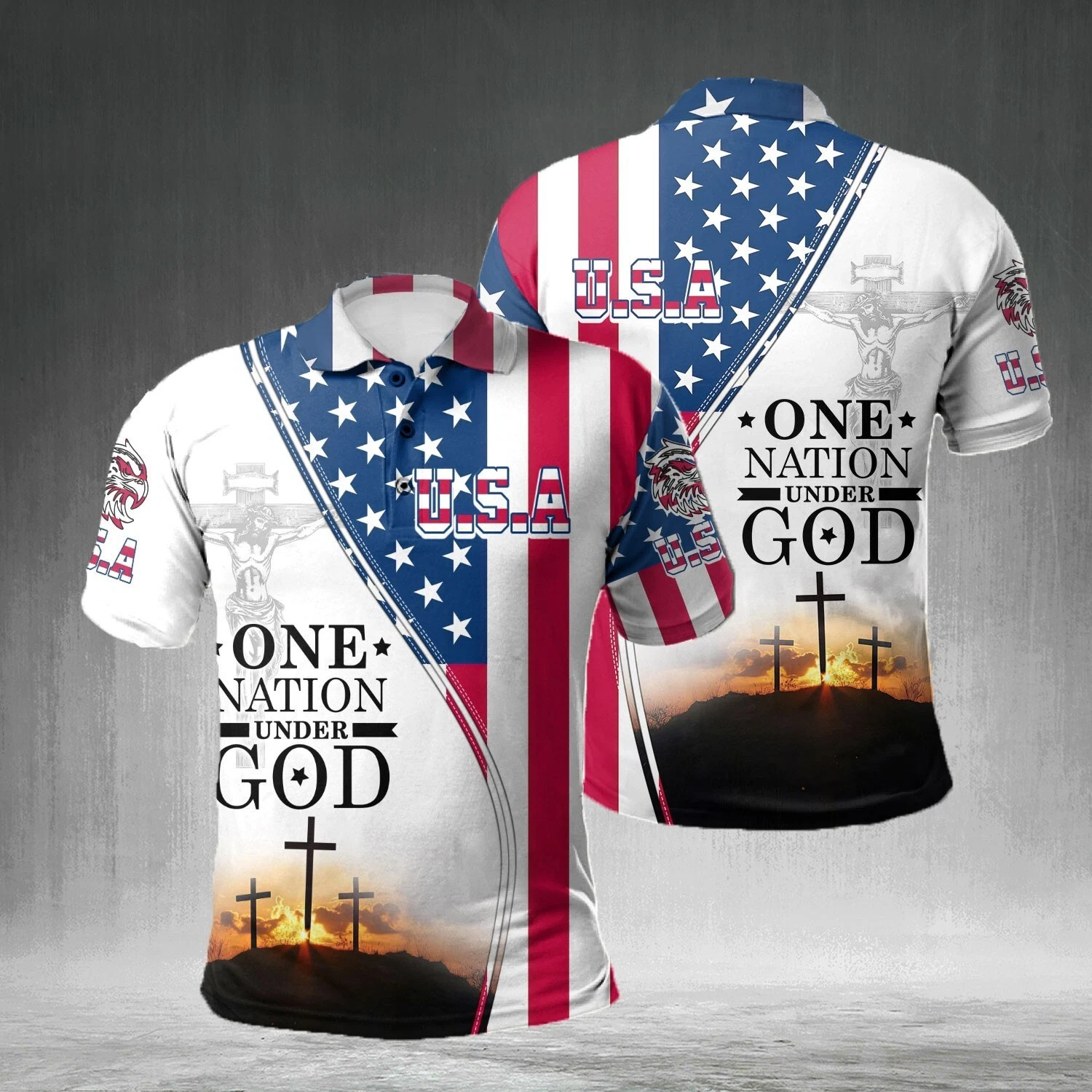 One Nation Under God Patriotic American Flag Polo Shirt Gifts For Father One Nation Under God Patriotic American Flag Polo Shirt Gifts For Father