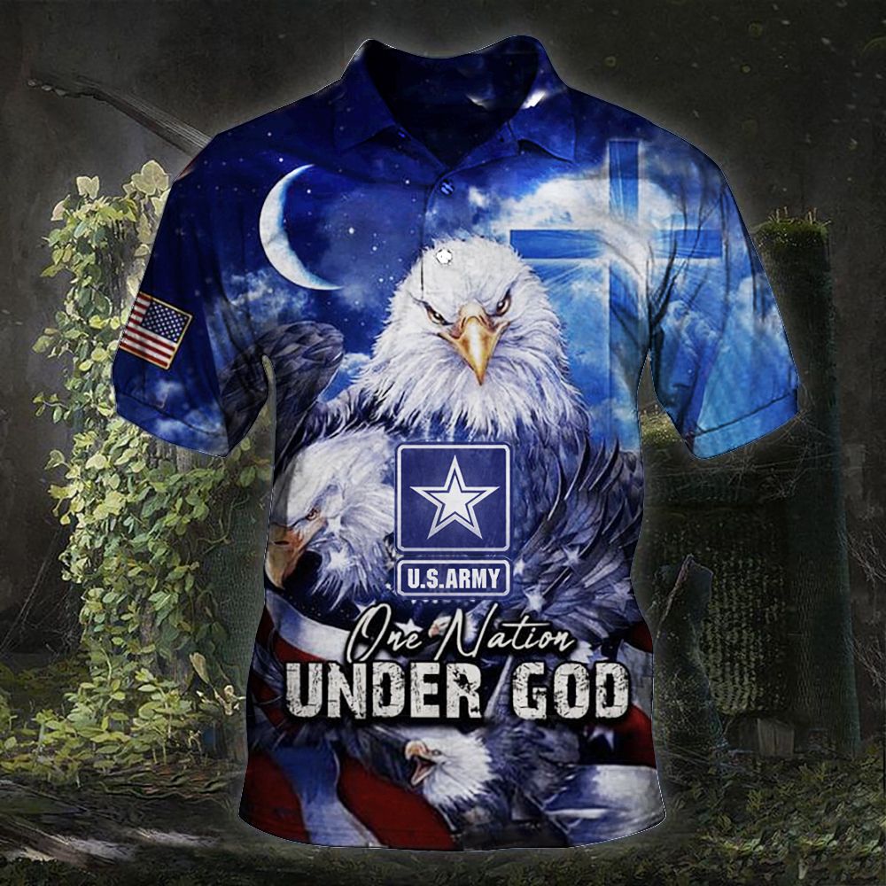 One Nation Under God Polo Shirt U.S Army Logo Eagle American Military Tee Patriot Gift One Nation Under God Polo Shirt U.S Army Logo Eagle American Military Tee Patriot Gift
