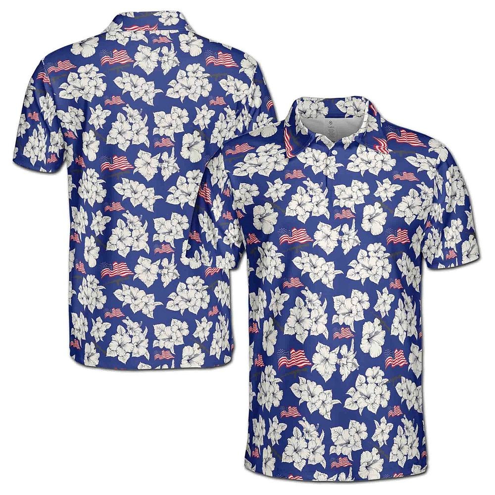 Patriotic America Flag With Floral Men's Polo Shirt Gift Ideas For Father Patriotic America Flag With Floral Men's Polo Shirt Gift Ideas For Father