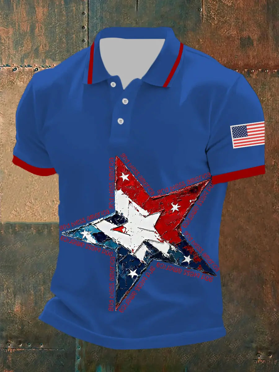 Patriotic American Flag Polo Shirt God Bless America Top Gift for Independence Day Fans Patriotic American Flag Polo Shirt God Bless America Top Gift for Independence Day Fans