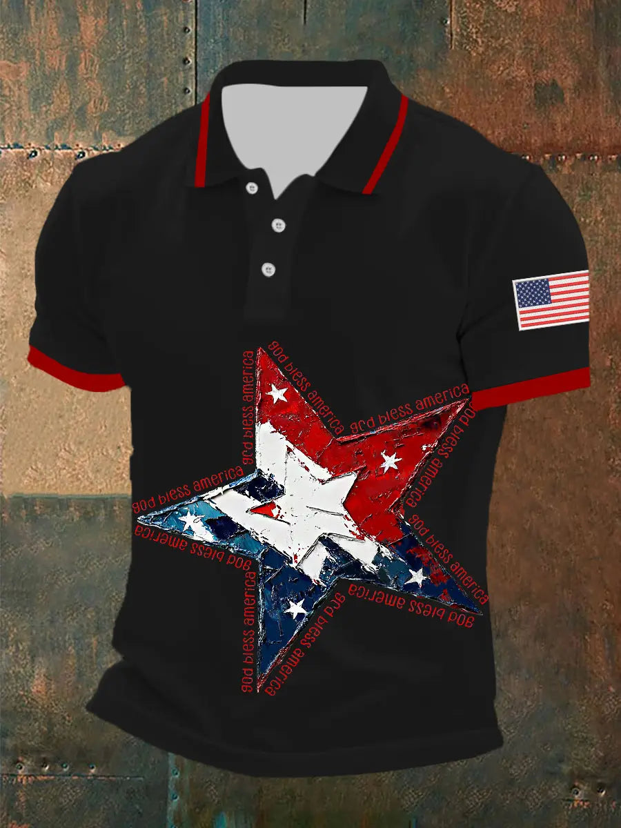 Patriotic American Flag Polo Shirt God Bless America Top Gift for Independence Day Fans Patriotic American Flag Polo Shirt God Bless America Top Gift for Independence Day Fans