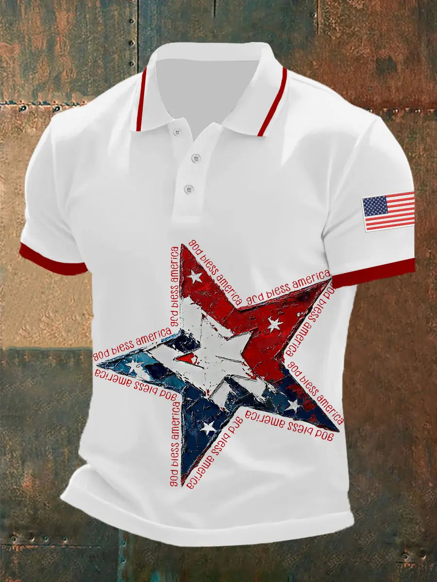 Patriotic American Flag Polo Shirt God Bless America Top Gift for Independence Day Fans Patriotic American Flag Polo Shirt God Bless America Top Gift for Independence Day Fans