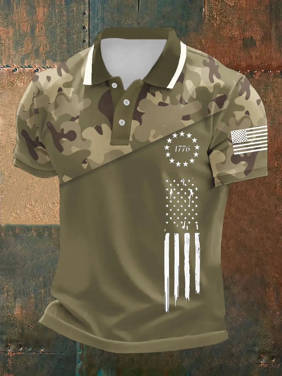 Patriotic Camouflage American Flag Polo Shirt 1776 Design Gift for USA Supporters Patriotic Camouflage American Flag Polo Shirt 1776 Design Gift for USA Supporters