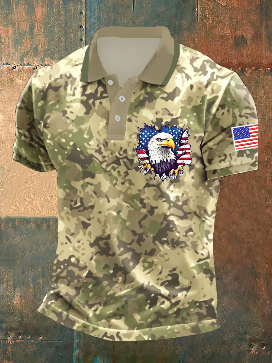 Patriotic Eagle Camouflage Polo Shirt Ideal Independence Day Gift for Proud Americans Patriotic Eagle Camouflage Polo Shirt Ideal Independence Day Gift for Proud Americans