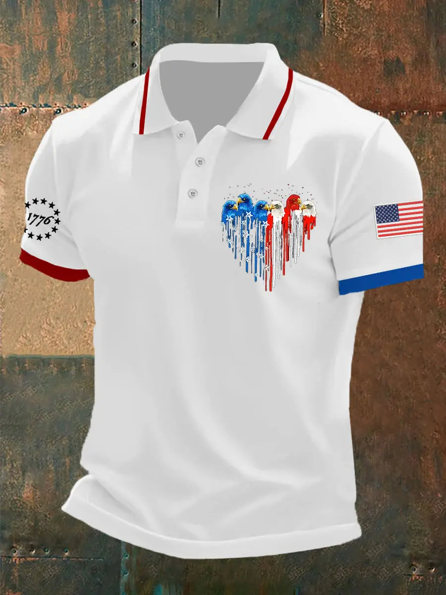 Patriotic Eagle Independence Day Polo Shirt USA Flag Gift for American Pride Fans Patriotic Eagle Independence Day Polo Shirt USA Flag Gift for American Pride Fans