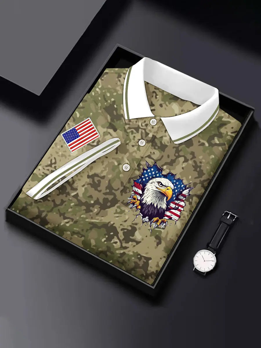 Patriotic Eagle Polo Shirt American Flag Design Gift for USA Independence Day Fans Patriotic Eagle Polo Shirt American Flag Design Gift for USA Independence Day Fans