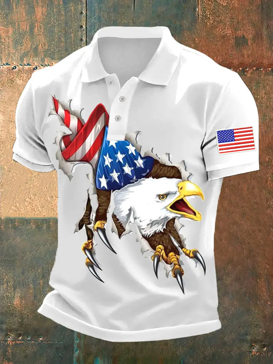Patriotic USA Flag Bald Eagle Polo Shirt Independence Day Gift for American Pride Patriotic USA Flag Bald Eagle Polo Shirt Independence Day Gift for American Pride