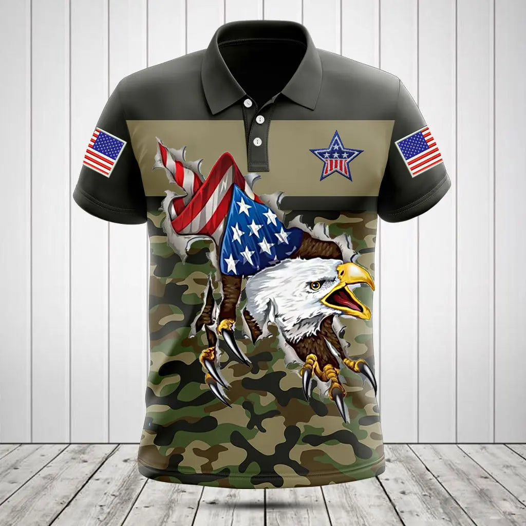 Patriotic USA Flag Eagle Polo Shirt Independence Day Gift for American Pride Patriotic USA Flag Eagle Polo Shirt Independence Day Gift for American Pride
