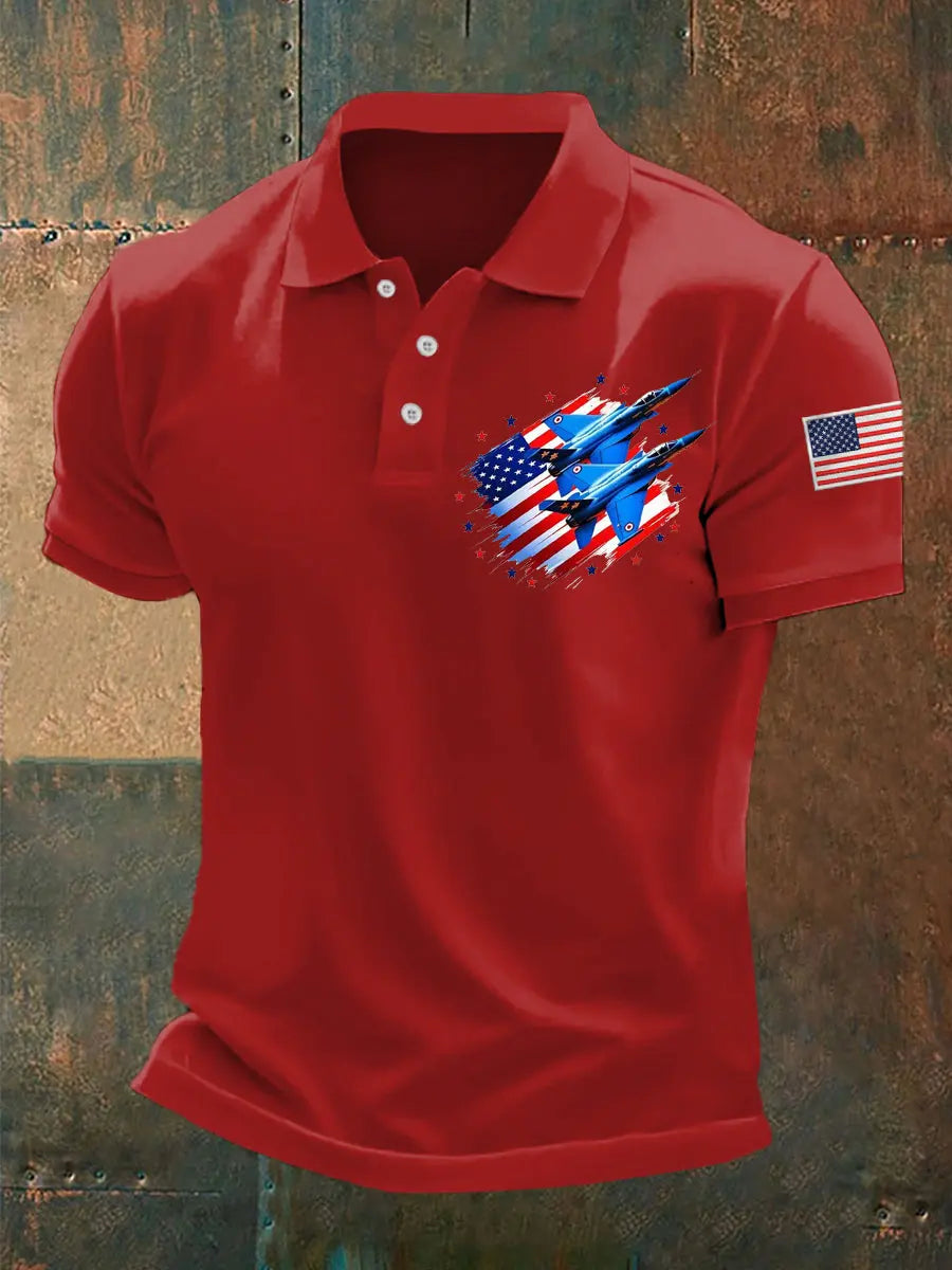 Patriotic USA Flag Fighter Jet Polo Shirt for Independence Day Gift for Proud Americans Patriotic USA Flag Fighter Jet Polo Shirt for Independence Day Gift for Proud Americans