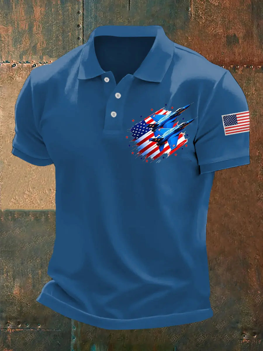 Patriotic USA Flag Fighter Jet Polo Shirt for Independence Day Gift for Proud Americans Patriotic USA Flag Fighter Jet Polo Shirt for Independence Day Gift for Proud Americans