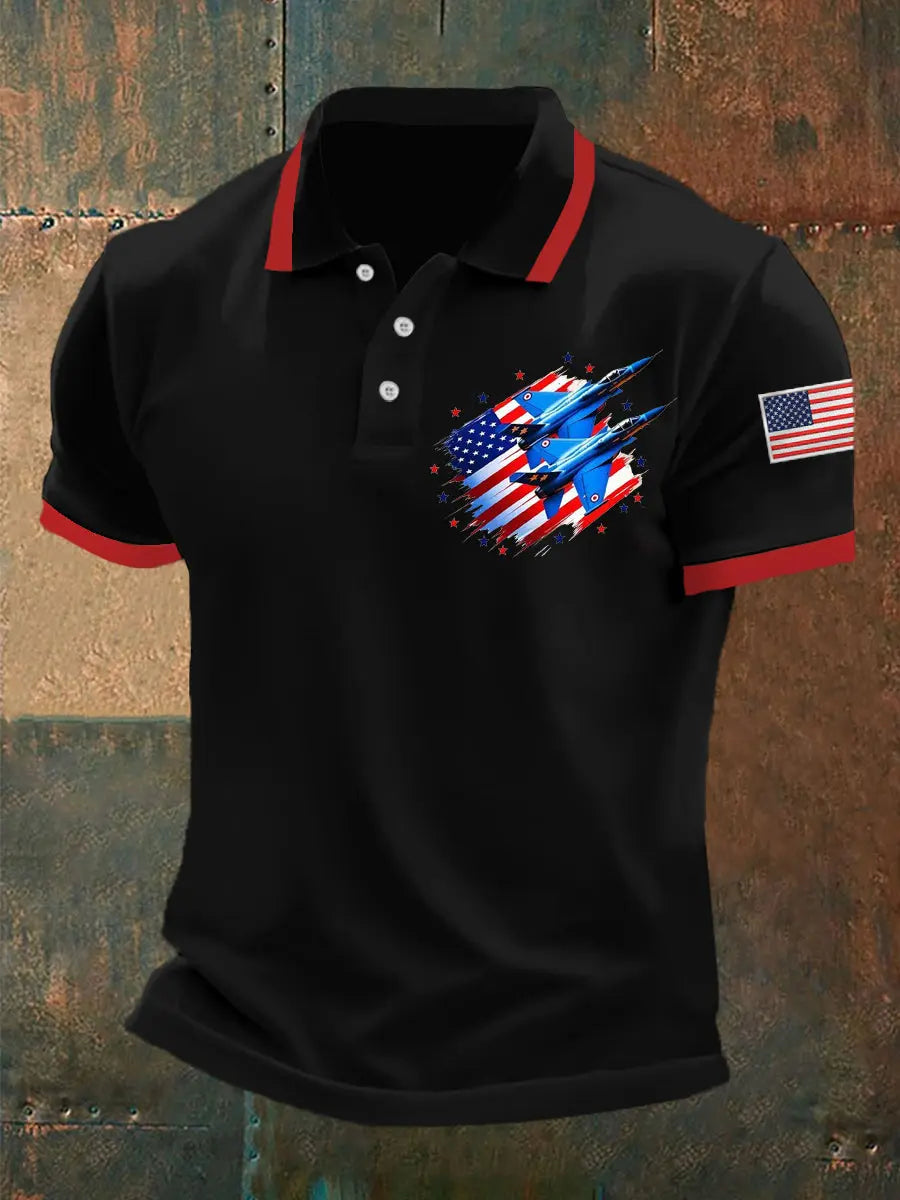 Patriotic USA Flag Fighter Jet Polo Shirt for Independence Day Gift for Proud Americans Patriotic USA Flag Fighter Jet Polo Shirt for Independence Day Gift for Proud Americans