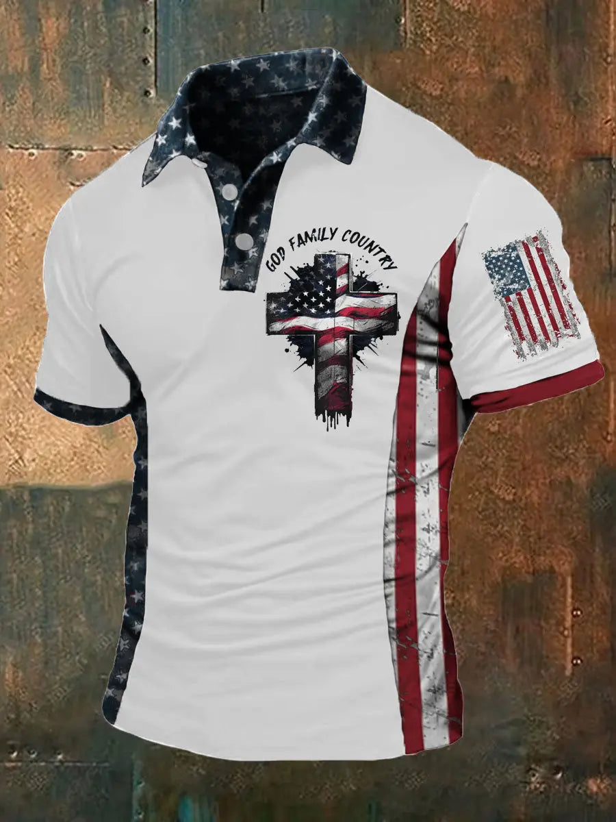Patriotic USA Flag Polo Shirt God Family Country Great Gift for Independence Day Fans Patriotic USA Flag Polo Shirt God Family Country Great Gift for Independence Day Fans