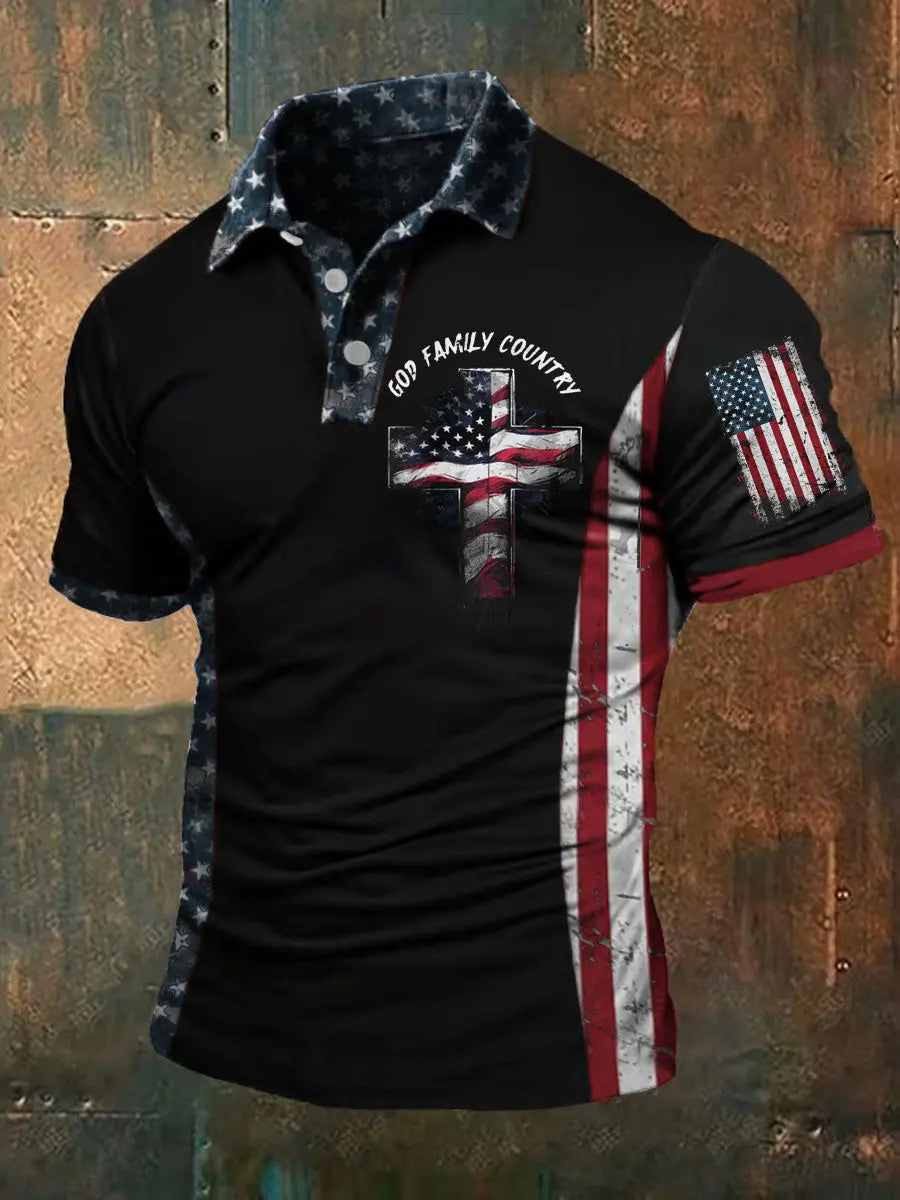 Patriotic USA Flag Polo Shirt God Family Country Great Gift for Independence Day Fans Patriotic USA Flag Polo Shirt God Family Country Great Gift for Independence Day Fans