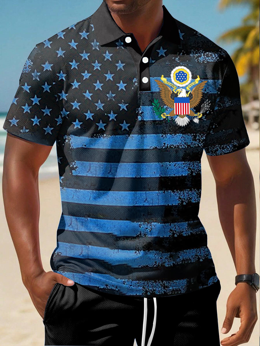 Patriotic USA Polo Shirt Men's American Flag Design Gift for Independence Day Fans Patriotic USA Polo Shirt Men's American Flag Design Gift for Independence Day Fans
