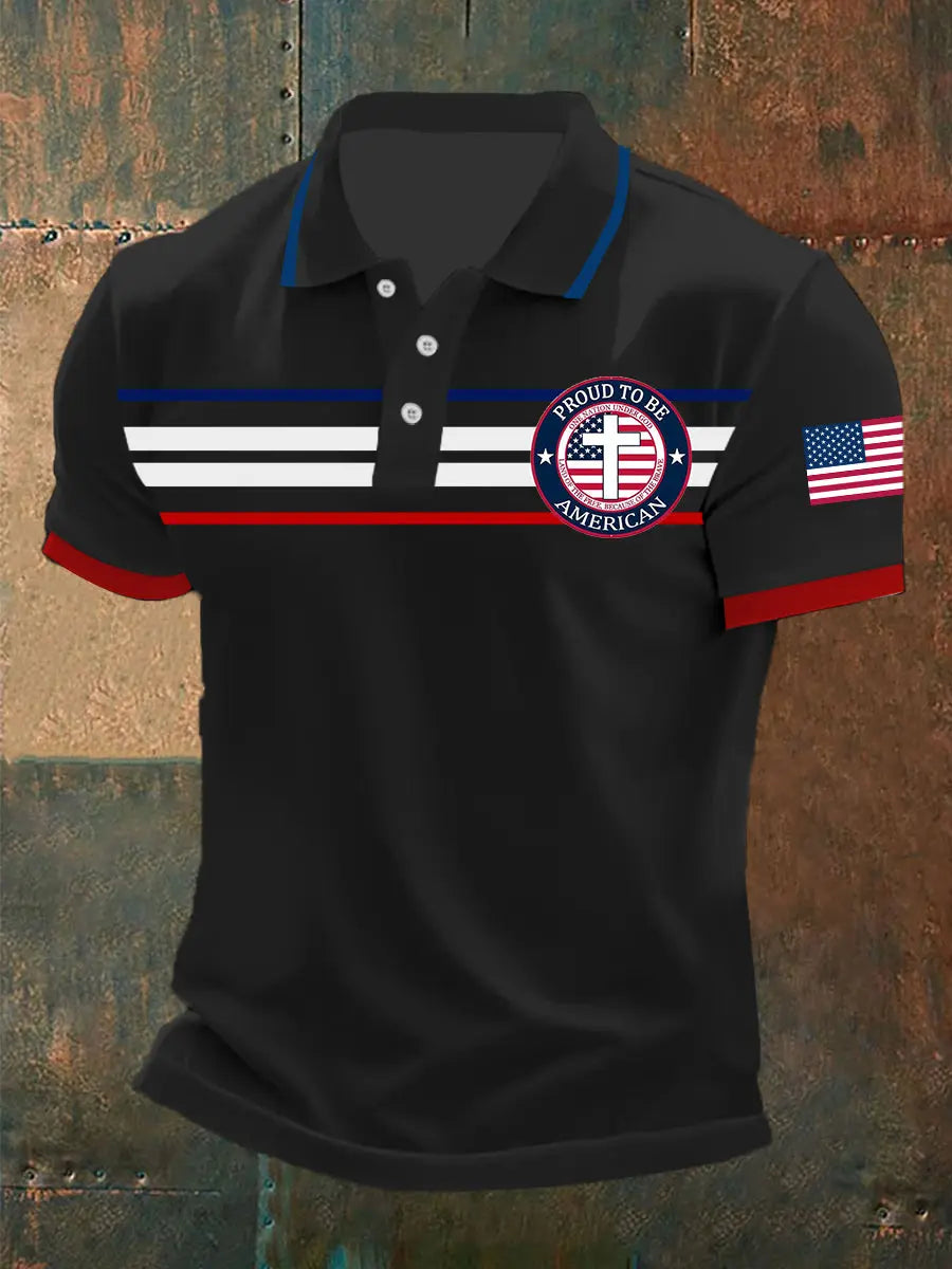 Proud To Be American Men's Polo Shirt Patriotic Gift for USA Supporters Short Sleeve Classic Proud To Be American Men's Polo Shirt Patriotic Gift for USA Supporters Short Sleeve Classic