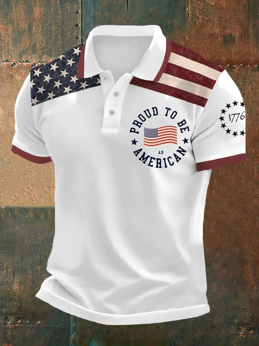Proud to Be an American Polo Shirt USA Flag Independence Day Gift for Patriotic Supporters Proud to Be an American Polo Shirt USA Flag Independence Day Gift for Patriotic Supporters