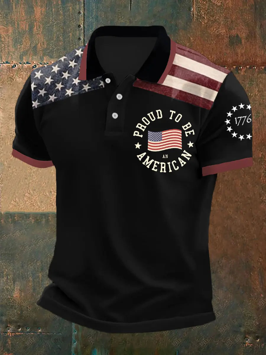 Proud to Be an American Polo Shirt USA Flag Independence Day Gift for Patriotic Supporters Proud to Be an American Polo Shirt USA Flag Independence Day Gift for Patriotic Supporters