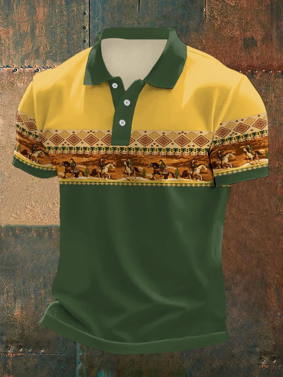 Retro Western Cowboys Aztec Print Polo Shirt Unique Gifts For Husband Retro Western Cowboys Aztec Print Polo Shirt Unique Gifts For Husband