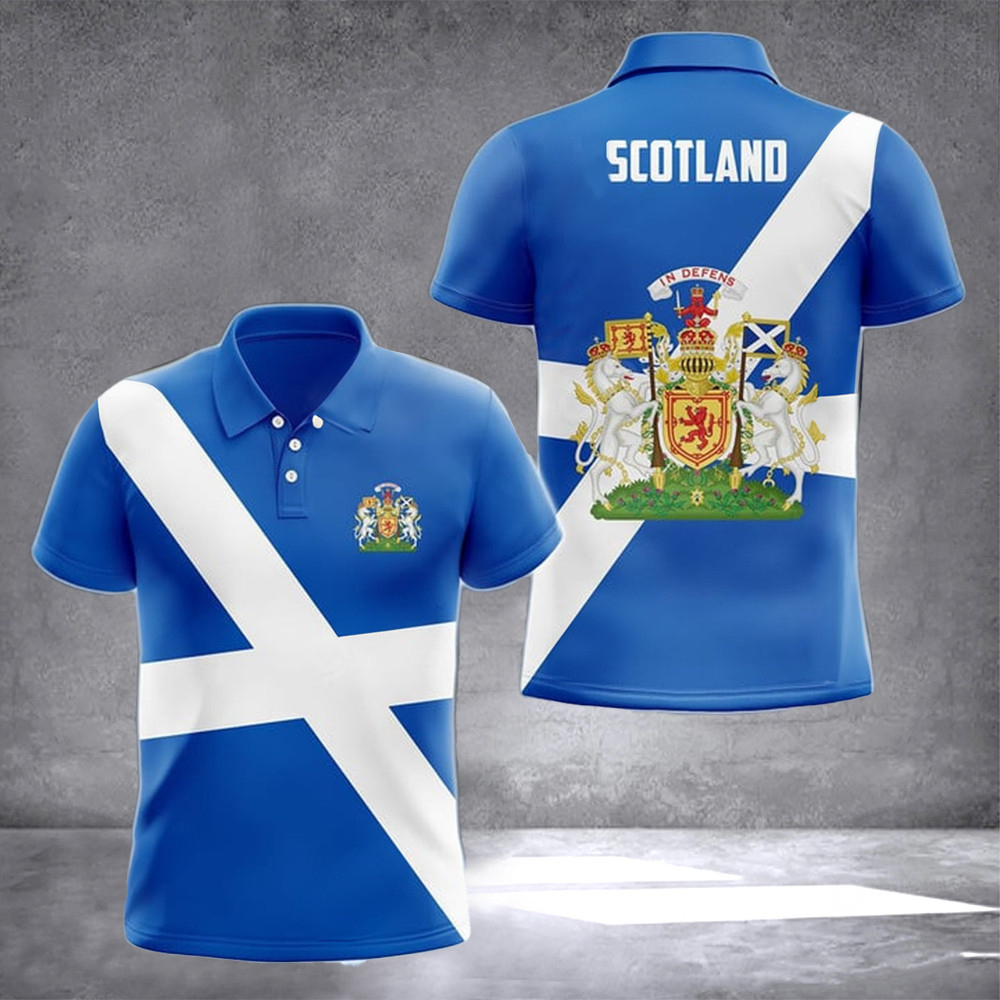 Scotland Flag Coat Of Arms Polo Shirt Scottish Heraldry Emblem Clothing Scotland Flag Coat Of Arms Polo Shirt Scottish Heraldry Emblem Clothing