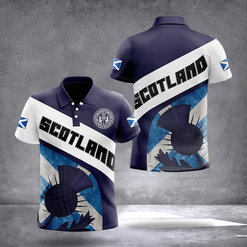 Scotland Thistle Flag Polo Shirt Scottish Thistle Flag Symbol Golf Polo Gifts For Men Scotland Thistle Flag Polo Shirt Scottish Thistle Flag Symbol Golf Polo Gifts For Men