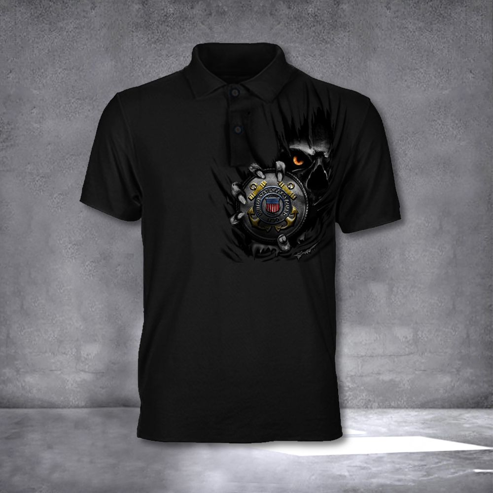 Skull US Coast Guard Polo Shirt Logo Honor United States Coast Guard Clothing Skull US Coast Guard Polo Shirt Logo Honor United States Coast Guard Clothing