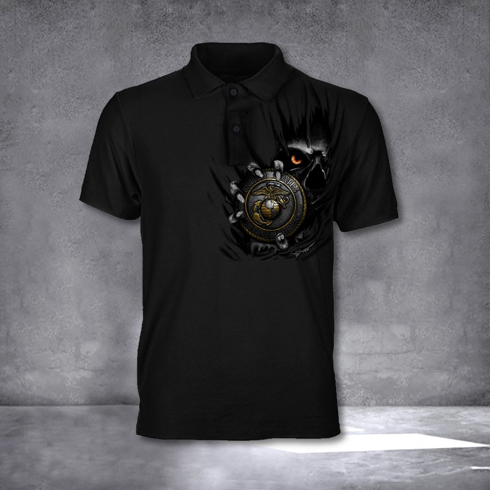 Skull US Marine Polo Shirt Proud USMC United States Marine Corps T-Shirt Clothing Gift Skull US Marine Polo Shirt Proud USMC United States Marine Corps T-Shirt Clothing Gift