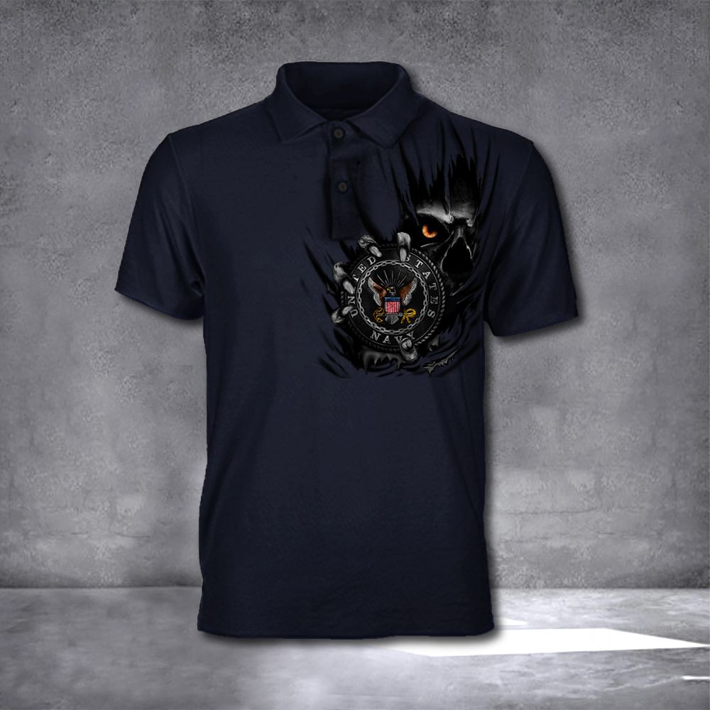 Skull US Navy Polo Shirt USN Logo USA Proud United States Navy Apparel For Men Women Skull US Navy Polo Shirt USN Logo USA Proud United States Navy Apparel For Men Women