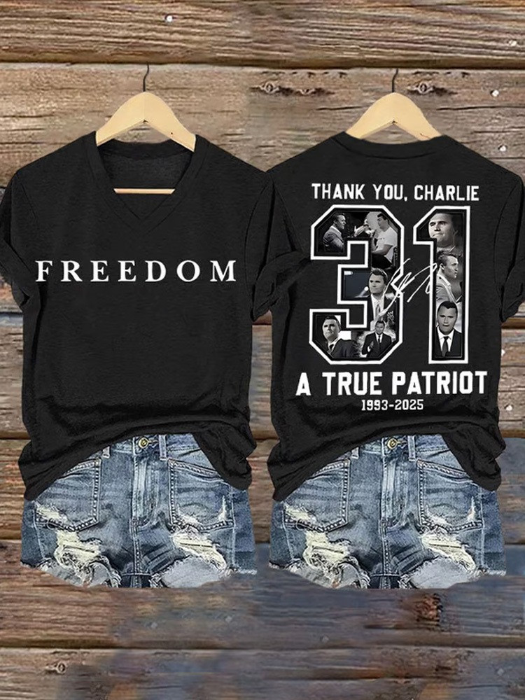 Thank You Charlie Kirk V-neck Shirt Freedom 31 A True Patriot 1993 2025 Charlie Kirk Shirt Thank You Charlie Kirk V-neck Shirt Freedom 31 A True Patriot 1993 2025 Charlie Kirk Shirt