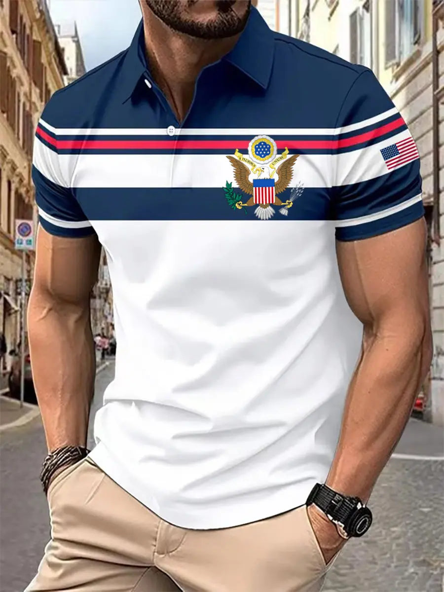 USA Eagle Men's Polo Shirt Short Sleeve Patriotic Gift for American Pride Supporters USA Eagle Men's Polo Shirt Short Sleeve Patriotic Gift for American Pride Supporters